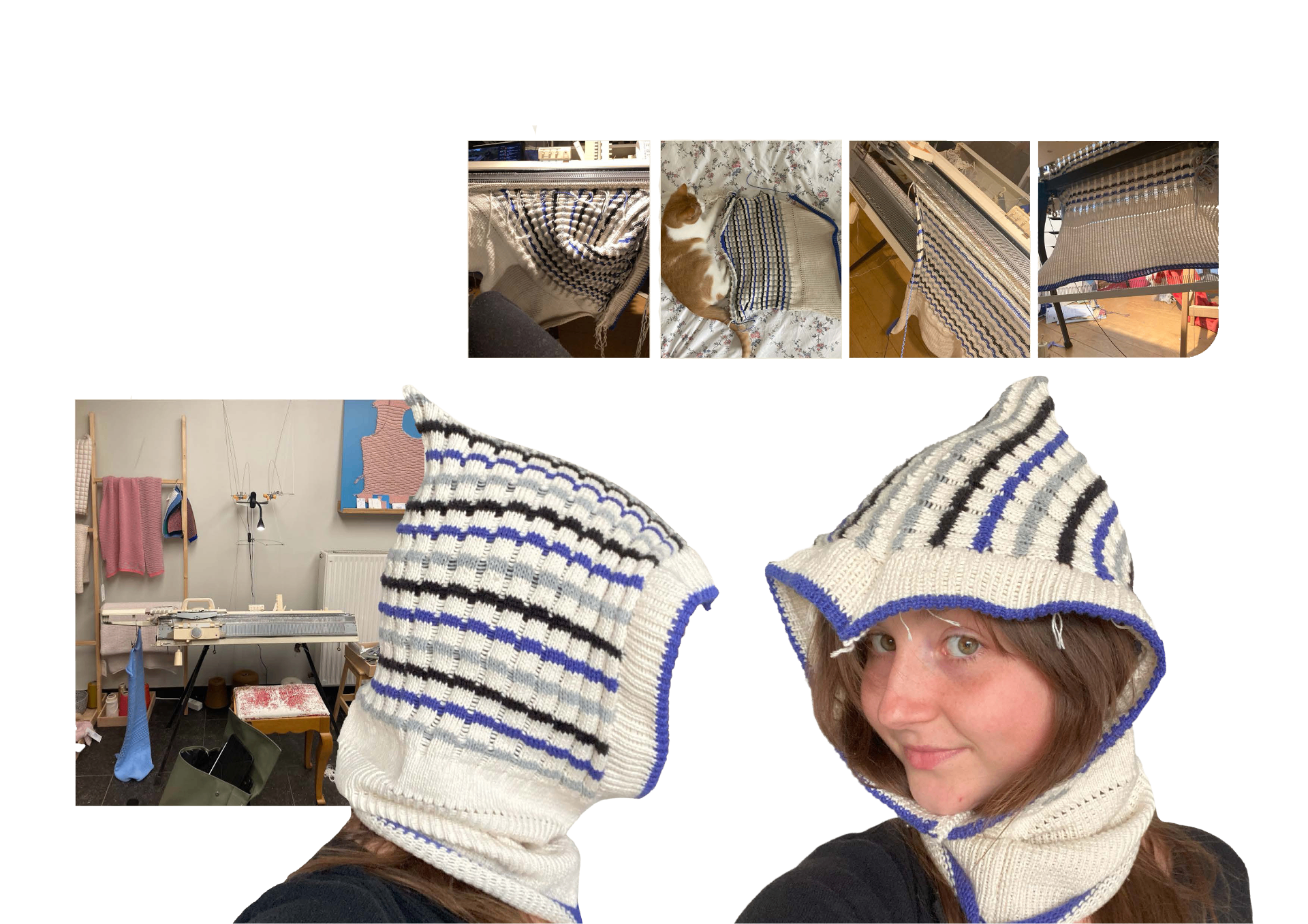 Knitting machine process and balaclava result.